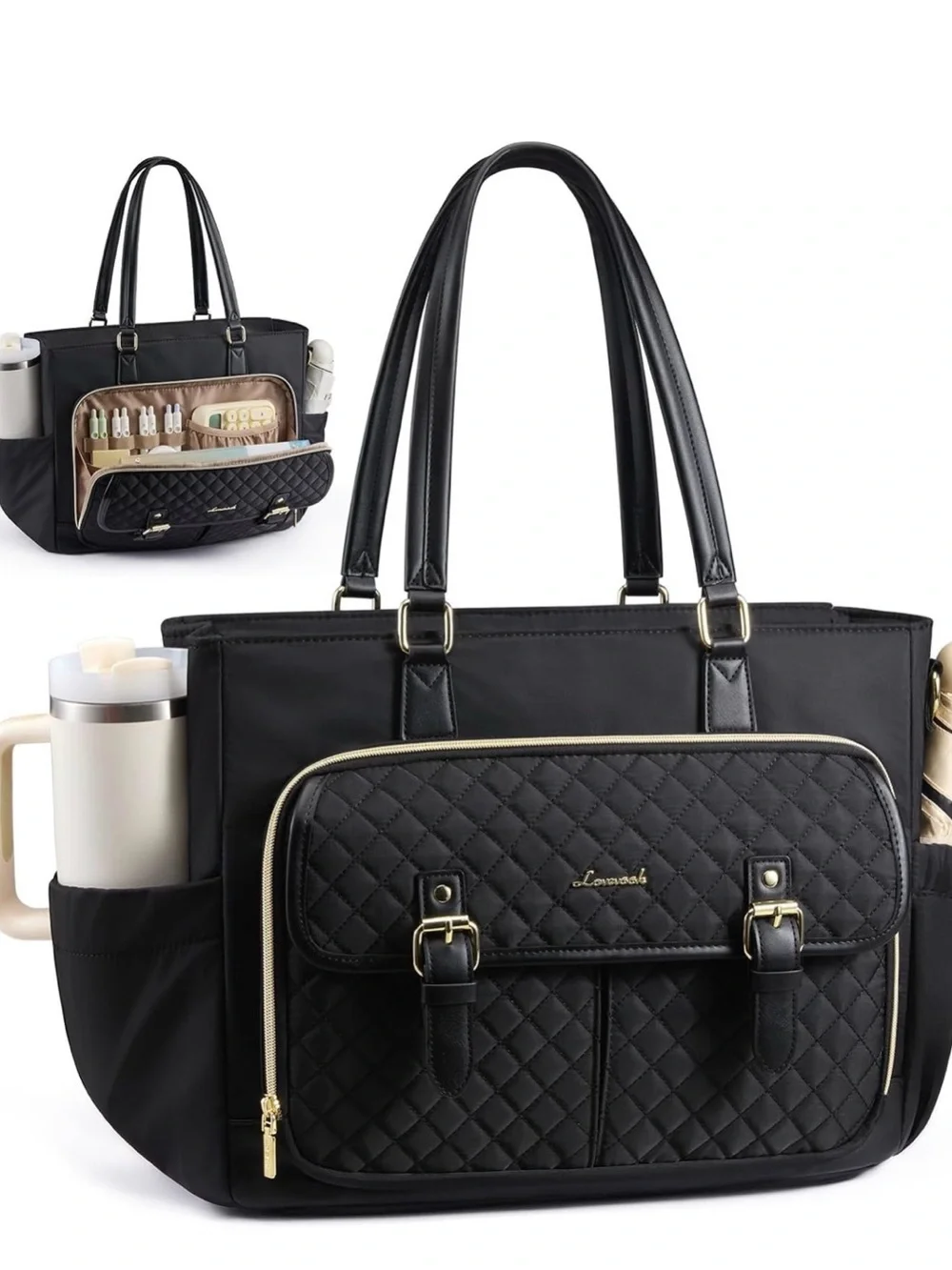 NWT LOVEVOOK Large Laptop Tote Bag / Work Bag - Black Nylon